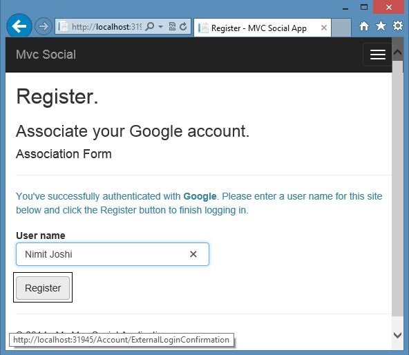 Register Google Auth in MVC
